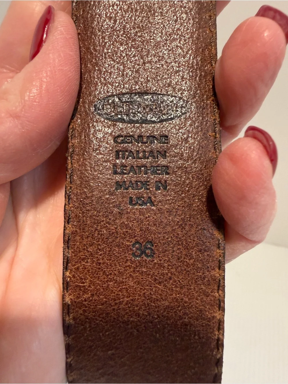 🔥 VTG Fossil Brown Italian Leather Belt Sz 36 Made in USA